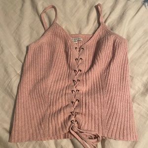 pink tie tank top